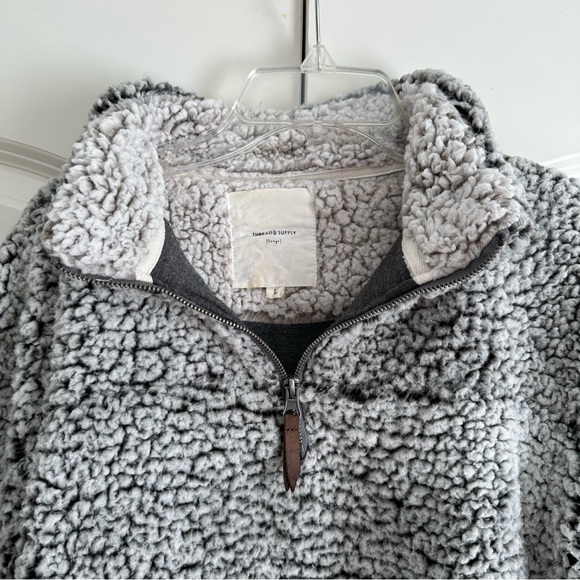 Thread & Supply Grey Sherpa Pullover with Zipper True Grit Style - Picture 15 of 16